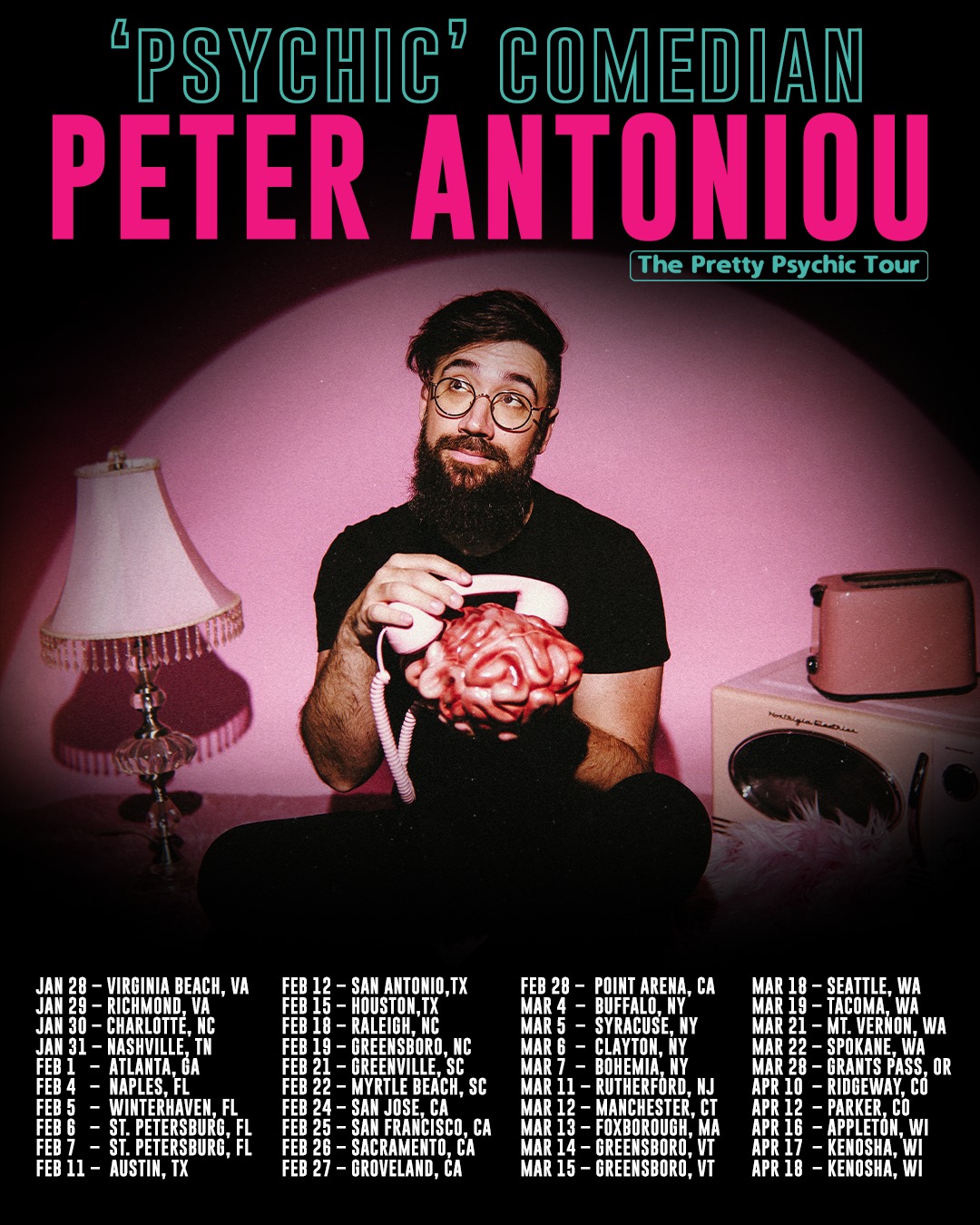 Peter Antoniou Pretty Psychic Tour Poster 2026